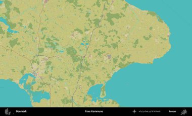 Faxe Kommune. Topografik İnsani Biçim Haritasında Danimarka 'nın idari alanı