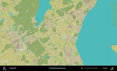 Fredensborg Kommune. Topografik İnsani Biçim Haritasında Danimarka 'nın idari alanı