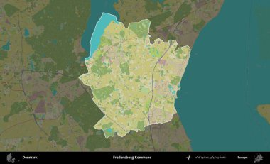 Fredensborg Kommune. Danimarka 'nın idari alanı koyu bir Topografik İnsani Biçim haritasına vurgulandı ve özetlendi