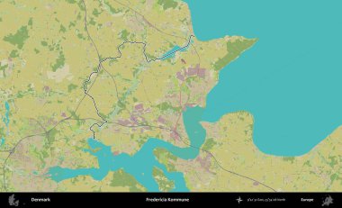 Fredericia Kommune. Danimarka 'nın idari alanı Topografik İnsani Stil Haritasında özetlenmiştir