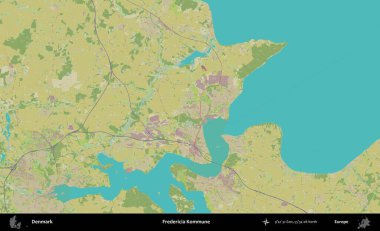 Fredericia Kommune. Topografik İnsani Biçim Haritasında Danimarka 'nın idari alanı