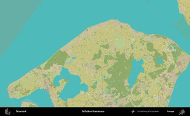 Gribskov Kommune. Topografik İnsani Biçim Haritasında Danimarka 'nın idari alanı