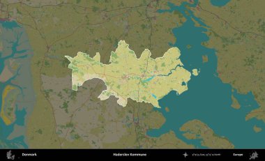Haderslev Kommune. Danimarka 'nın idari alanı koyu bir Topografik İnsani Biçim haritasına vurgulandı ve özetlendi