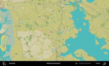 Haderslev Kommune. Topografik İnsani Biçim Haritasında Danimarka 'nın idari alanı