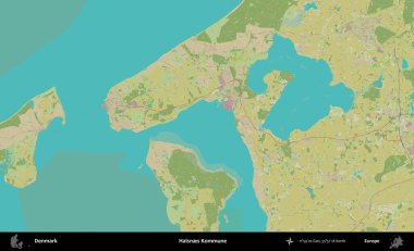 Halsnes Kommune. Topografik İnsani Biçim Haritasında Danimarka 'nın idari alanı