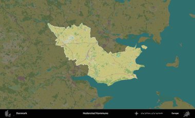 Hedensted Kommune. Danimarka 'nın idari alanı koyu bir Topografik İnsani Biçim haritasına vurgulandı ve özetlendi