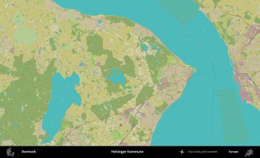 Helsingor Kommune. Topografik İnsani Biçim Haritasında Danimarka 'nın idari alanı