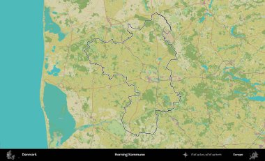 Herning Kommune. Danimarka 'nın idari alanı Topografik İnsani Stil Haritasında özetlenmiştir