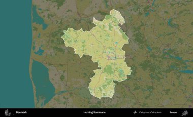 Herning Kommune. Danimarka 'nın idari alanı koyu bir Topografik İnsani Biçim haritasına vurgulandı ve özetlendi