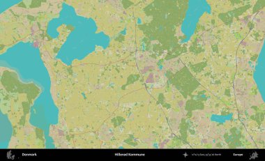Hillered Kommune. Topografik İnsani Biçim Haritasında Danimarka 'nın idari alanı