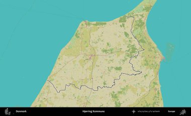 Hjorring Kommune. Danimarka 'nın idari alanı Topografik İnsani Stil Haritasında özetlenmiştir