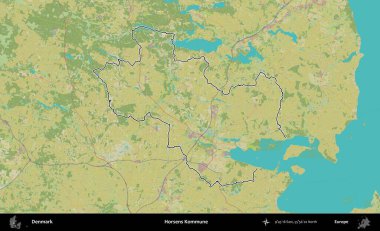 Horsens Kommune. Danimarka 'nın idari alanı Topografik İnsani Stil Haritasında özetlenmiştir