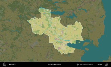 Horsens Kommune. Danimarka 'nın idari alanı koyu bir Topografik İnsani Biçim haritasına vurgulandı ve özetlendi