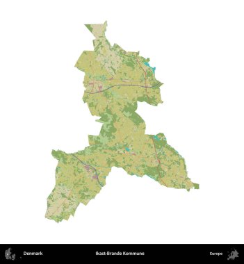 Ikast-Brande Kommune. Danimarka 'nın idari bölgesi Topografik İnsani Biçim haritasında beyaza izole edildi