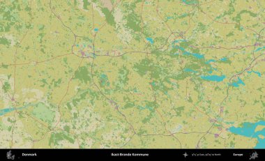 Ikast-Brande Kommune. Topografik İnsani Biçim Haritasında Danimarka 'nın idari alanı