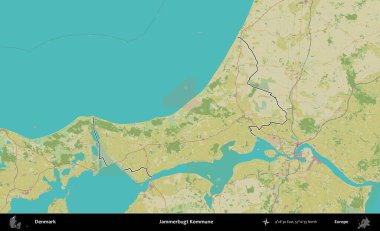 Jammerbugt Kommune. Danimarka 'nın idari alanı Topografik İnsani Stil Haritasında özetlenmiştir