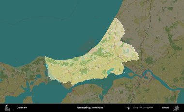 Jammerbugt Kommune. Danimarka 'nın idari alanı koyu bir Topografik İnsani Biçim haritasına vurgulandı ve özetlendi