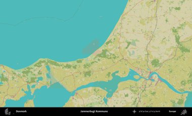 Jammerbugt Kommune. Topografik İnsani Biçim Haritasında Danimarka 'nın idari alanı