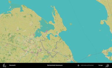 Kerteminde Kommune. Danimarka 'nın idari alanı Topografik İnsani Stil Haritasında özetlenmiştir