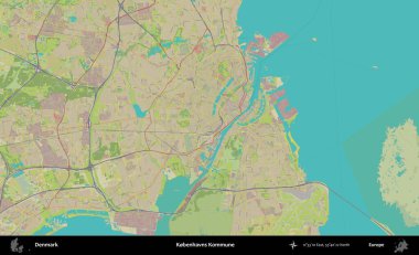 Kobenhavns Kommune. Topografik İnsani Biçim Haritasında Danimarka 'nın idari alanı