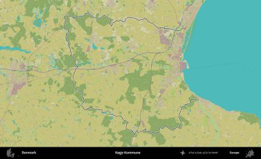 Koge Kommune. Danimarka 'nın idari alanı Topografik İnsani Stil Haritasında özetlenmiştir