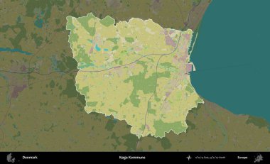 Koge Kommune. Danimarka 'nın idari alanı koyu bir Topografik İnsani Biçim haritasına vurgulandı ve özetlendi