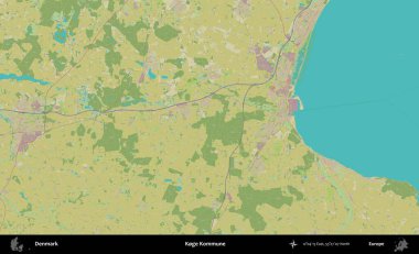 Koge Kommune. Topografik İnsani Biçim Haritasında Danimarka 'nın idari alanı