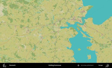 Kolding Kommune. Topografik İnsani Biçim Haritasında Danimarka 'nın idari alanı