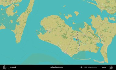 Lolland Kommune. Danimarka 'nın idari alanı Topografik İnsani Stil Haritasında özetlenmiştir