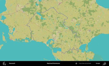 Yuvalı Kommune. Danimarka 'nın idari alanı Topografik İnsani Stil Haritasında özetlenmiştir