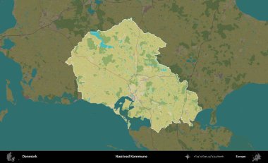 Yuvalı Kommune. Danimarka 'nın idari alanı koyu bir Topografik İnsani Biçim haritasına vurgulandı ve özetlendi