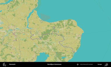 Norddjurs Kommune. Danimarka 'nın idari alanı Topografik İnsani Stil Haritasında özetlenmiştir