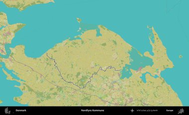 Nordfyns Kommune. Danimarka 'nın idari alanı Topografik İnsani Stil Haritasında özetlenmiştir