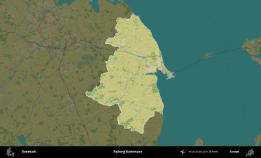 Nyborg Kommune. Danimarka 'nın idari alanı koyu bir Topografik İnsani Biçim haritasına vurgulandı ve özetlendi