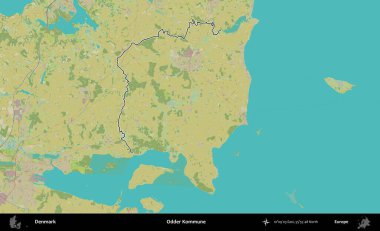 Garip Kommune. Danimarka 'nın idari alanı Topografik İnsani Stil Haritasında özetlenmiştir