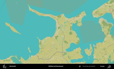 Garip Kommune. Danimarka 'nın idari alanı Topografik İnsani Stil Haritasında özetlenmiştir