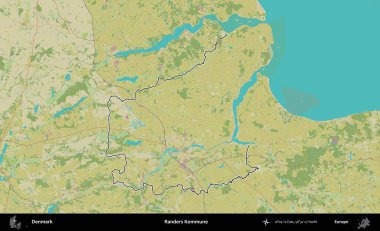 Randers Kommune. Danimarka 'nın idari alanı Topografik İnsani Stil Haritasında özetlenmiştir