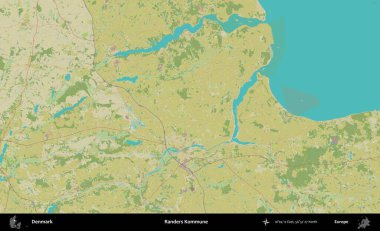 Randers Kommune. Topografik İnsani Biçim Haritasında Danimarka 'nın idari alanı