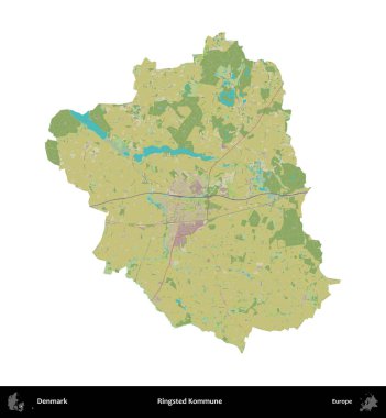 Halkalı Kommune. Danimarka 'nın idari bölgesi Topografik İnsani Biçim haritasında beyaza izole edildi