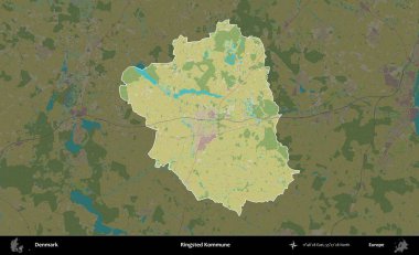 Halkalı Kommune. Danimarka 'nın idari alanı koyu bir Topografik İnsani Biçim haritasına vurgulandı ve özetlendi