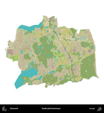 Kaba Kommune. Danimarka 'nın idari bölgesi Topografik İnsani Biçim haritasında beyaza izole edildi