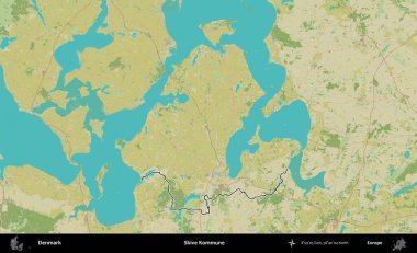 Kommune 'yi geç. Danimarka 'nın idari alanı Topografik İnsani Stil Haritasında özetlenmiştir