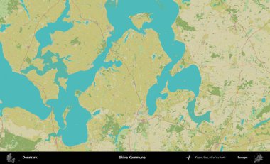 Kommune 'yi geç. Topografik İnsani Biçim Haritasında Danimarka 'nın idari alanı