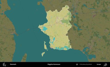 Slagelse Kommune. Danimarka 'nın idari alanı koyu bir Topografik İnsani Biçim haritasına vurgulandı ve özetlendi
