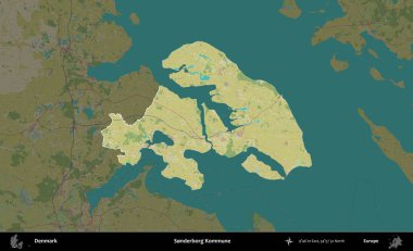 Sonderborg Kommune. Danimarka 'nın idari alanı koyu bir Topografik İnsani Biçim haritasına vurgulandı ve özetlendi
