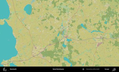Soro Kommune. Topografik İnsani Biçim Haritasında Danimarka 'nın idari alanı