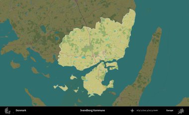 Svendborg Kommune. Danimarka 'nın idari alanı koyu bir Topografik İnsani Biçim haritasına vurgulandı ve özetlendi