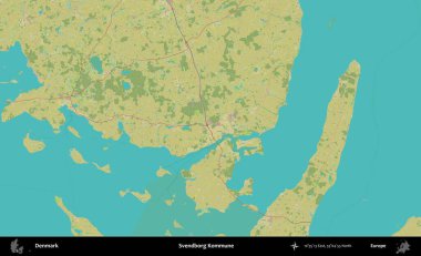 Svendborg Kommune. Topografik İnsani Biçim Haritasında Danimarka 'nın idari alanı