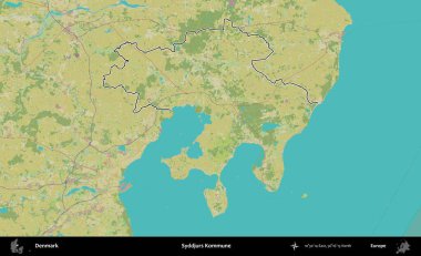 Syddjurs Kommune. Danimarka 'nın idari alanı Topografik İnsani Stil Haritasında özetlenmiştir