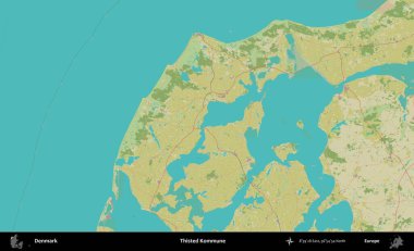 Thisted Kommune. Topografik İnsani Biçim Haritasında Danimarka 'nın idari alanı
